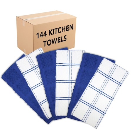 Monarch Brands Premier Kitchen Towels, Popcorn Pattern , Navy, 144PK SC-KT6-PCNVY-CS